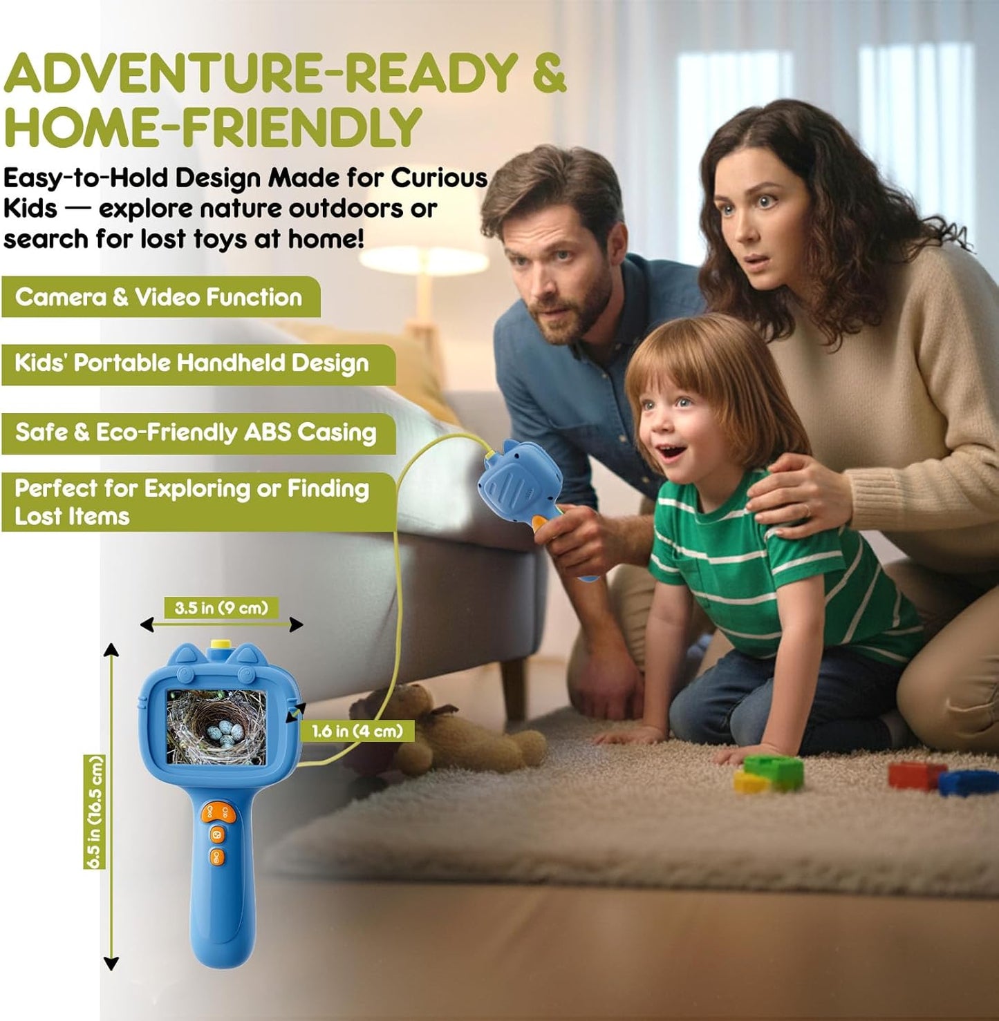 Kids Endoscope with Light, Unique Borescope Snake Camera, Educational Science Stem Toys for Christmas Birthday Gifts for 3 4 5 6 7 8 9 10-Year-Old Boys Girls (Green)