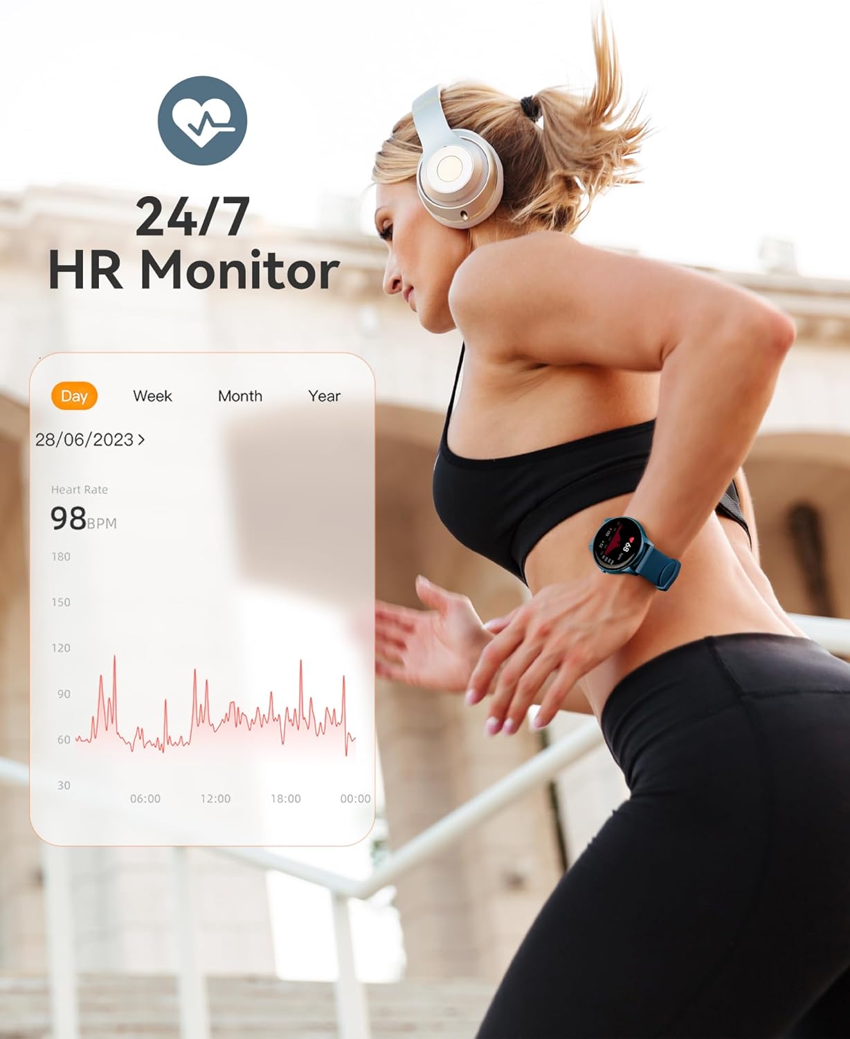 AGPTEK Smart Watch for Women, 5ATM Waterproof Smartwatch for Android and iOS Phones, Fitness Tracker Watch with 100+ Sports Modes, Heart Rate Monitor Pedometer Sleep Monitor, Pink