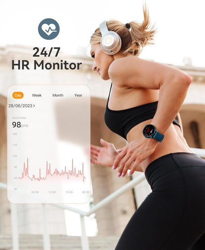 AGPTEK Smart Watch for Women, 5ATM Waterproof Smartwatch for Android and iOS Phones, Fitness Tracker Watch with 100+ Sports Modes, Heart Rate Monitor Pedometer Sleep Monitor, Pink