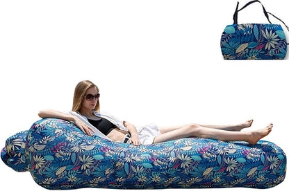 Compact Pump-Free Inflatable Lounger, Portable, Waterproof, Air Leakage-Proof Design, for Backyard Beach Trips Camping picnics and Music Festivals (D)