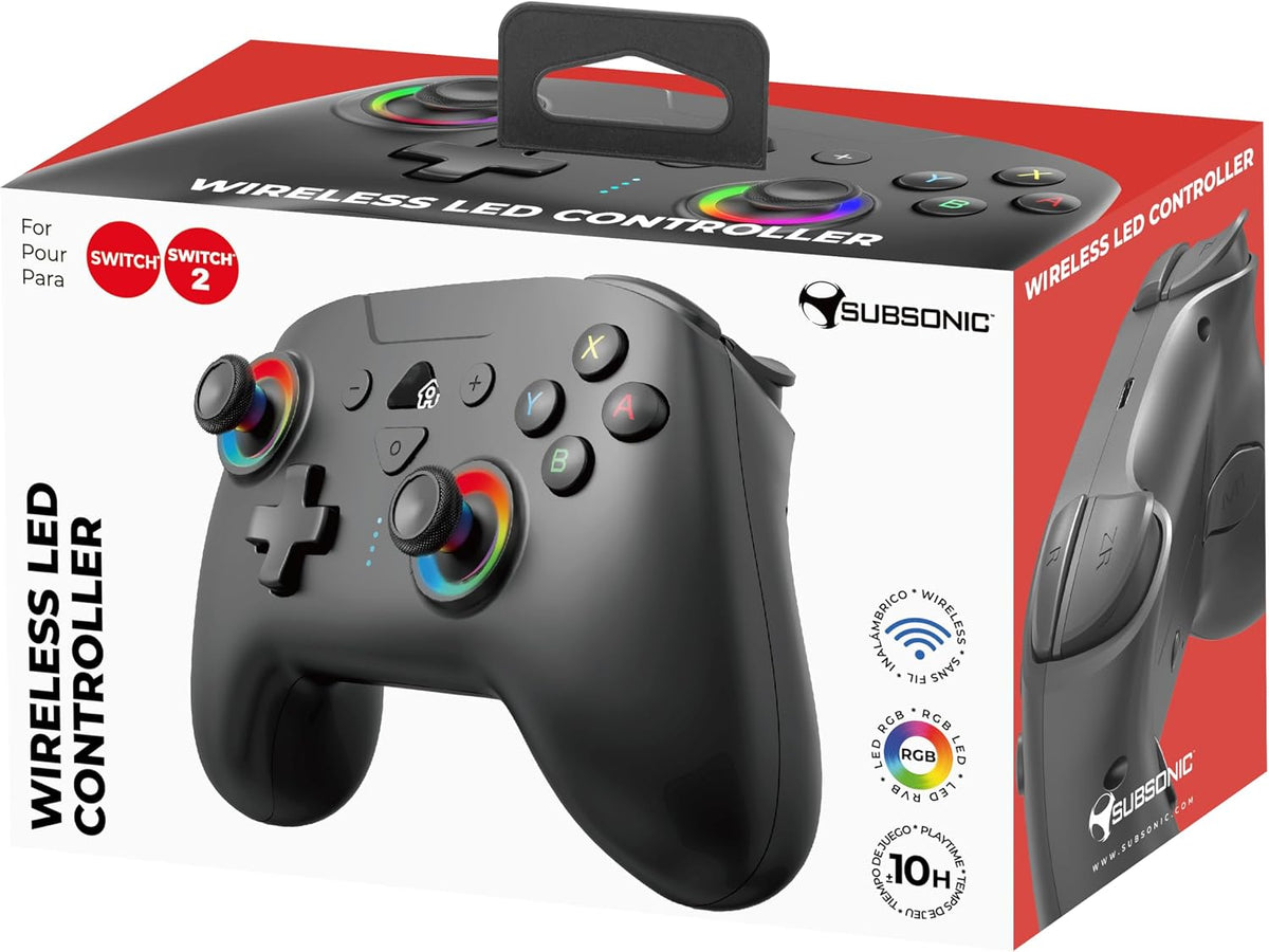 Wireless Bluetooth Game Controller for Switch Console, LED Gaming Gamepad with RGB Lighting, Motion Control, Vibration Feedback, Ergonomic Design, Rechargeable Controller (Black)