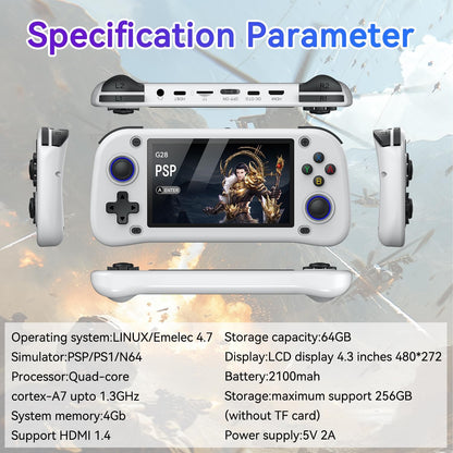 2025 New Retro handheld model,Portable Handheld Video handheld model ，4.3 inch IPS Screen with 64GB Card 15000 Games,20+ emulators& Linux System (White, 64)
