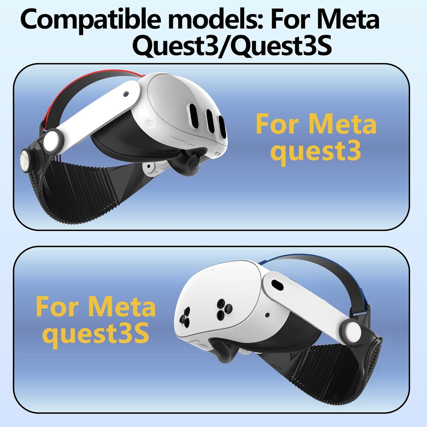 Adjustable Head Strap Compatible with Meta Quest 3/ 3S – Comfort & Pressure Relief VR Accessory, Support Lying Down Play for Gaming/Movies (Black)
