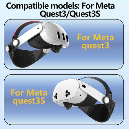 Adjustable Head Strap Compatible with Meta Quest 3/ 3S – Comfort & Pressure Relief VR Accessory, Support Lying Down Play for Gaming/Movies (Black)