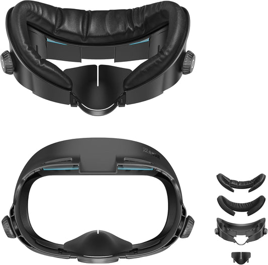 AMVR Upgraded Facial Interface Compatible with Meta/Oculus Q3 Accessories, with 2 Face Cover Pad Replacement, PU Face Cushion and Breathable Ice Silk Cotton, Knob Adjustable