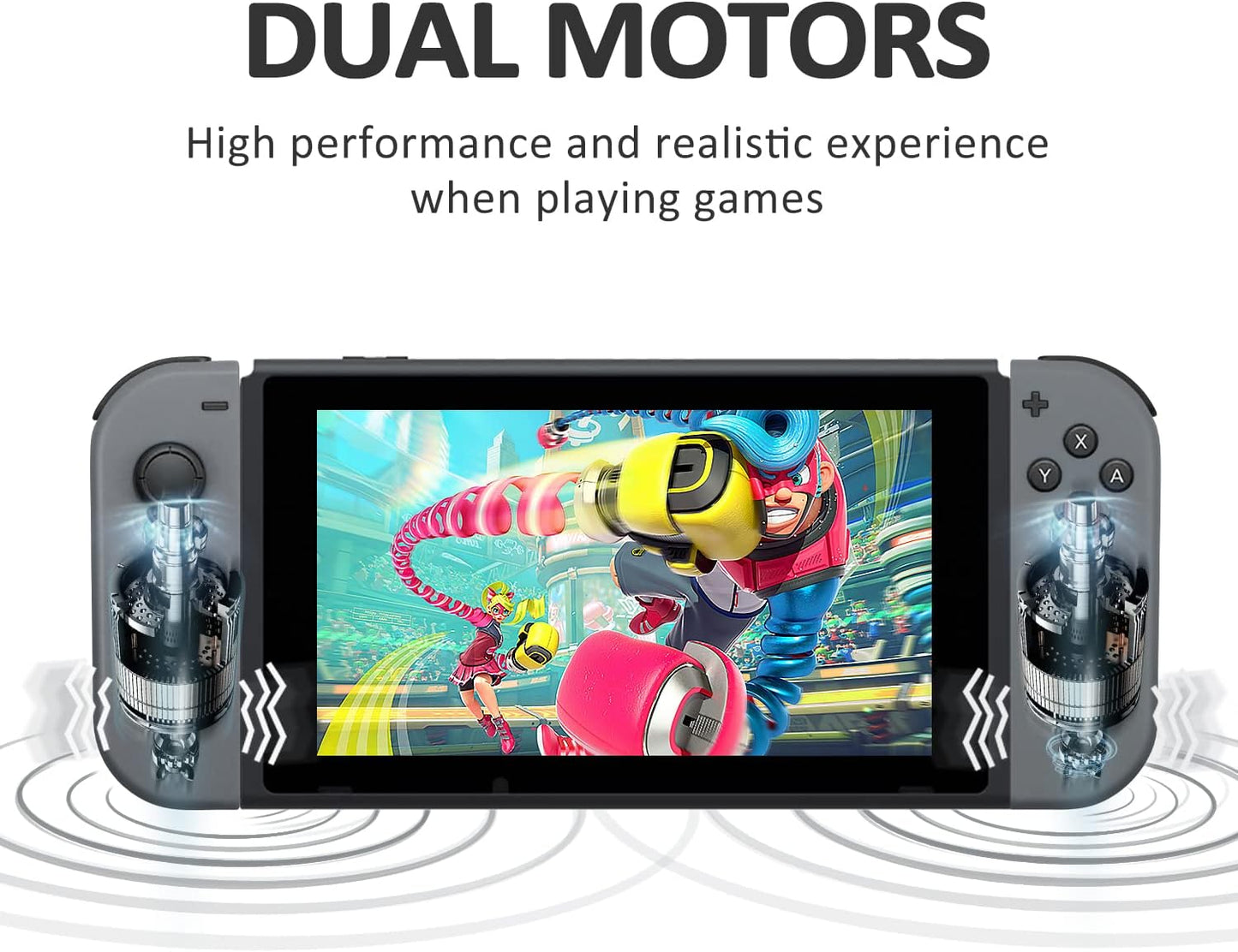 Wireless Controllers Compatible with Switch/Switch OLED/Switch Lite, Dual L/R Motion Controllers with Wake-Up Function, 6-Axis Gyro & Wrist Straps – Grey