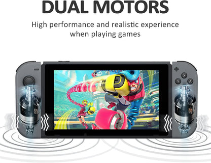 Wireless Controllers Compatible with Switch/Switch OLED/Switch Lite, Dual L/R Motion Controllers with Wake-Up Function, 6-Axis Gyro & Wrist Straps – Grey