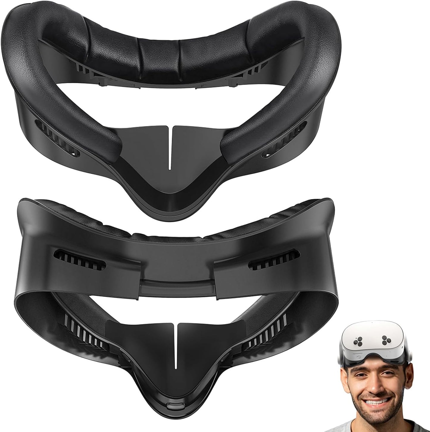 VR Face Cover Pad, Facial Interface Compatible with Meta/Oculus Quest 3 Accessories, Soft PU Face Cushion as Replacement for Quest 3, Cotton Face Cushion as Replacement for Meta Quest 3 Accessories