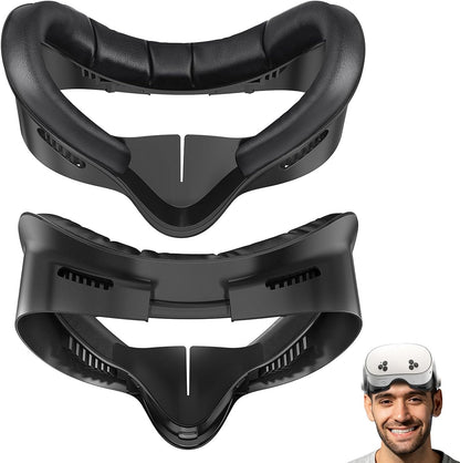 VR Face Cover Pad, Facial Interface Compatible with Meta/Oculus Quest 3 Accessories, Soft PU Face Cushion as Replacement for Quest 3, Cotton Face Cushion as Replacement for Meta Quest 3 Accessories