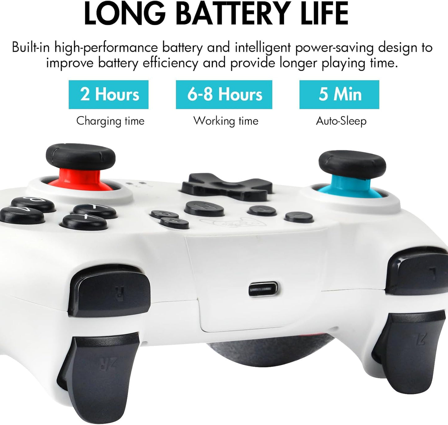 Zakgbxbig Wireless Pro Controller for Switch Lite, Controller for Switch Remote Gamepad Joystick, Turbo and Dual Vibration (White)