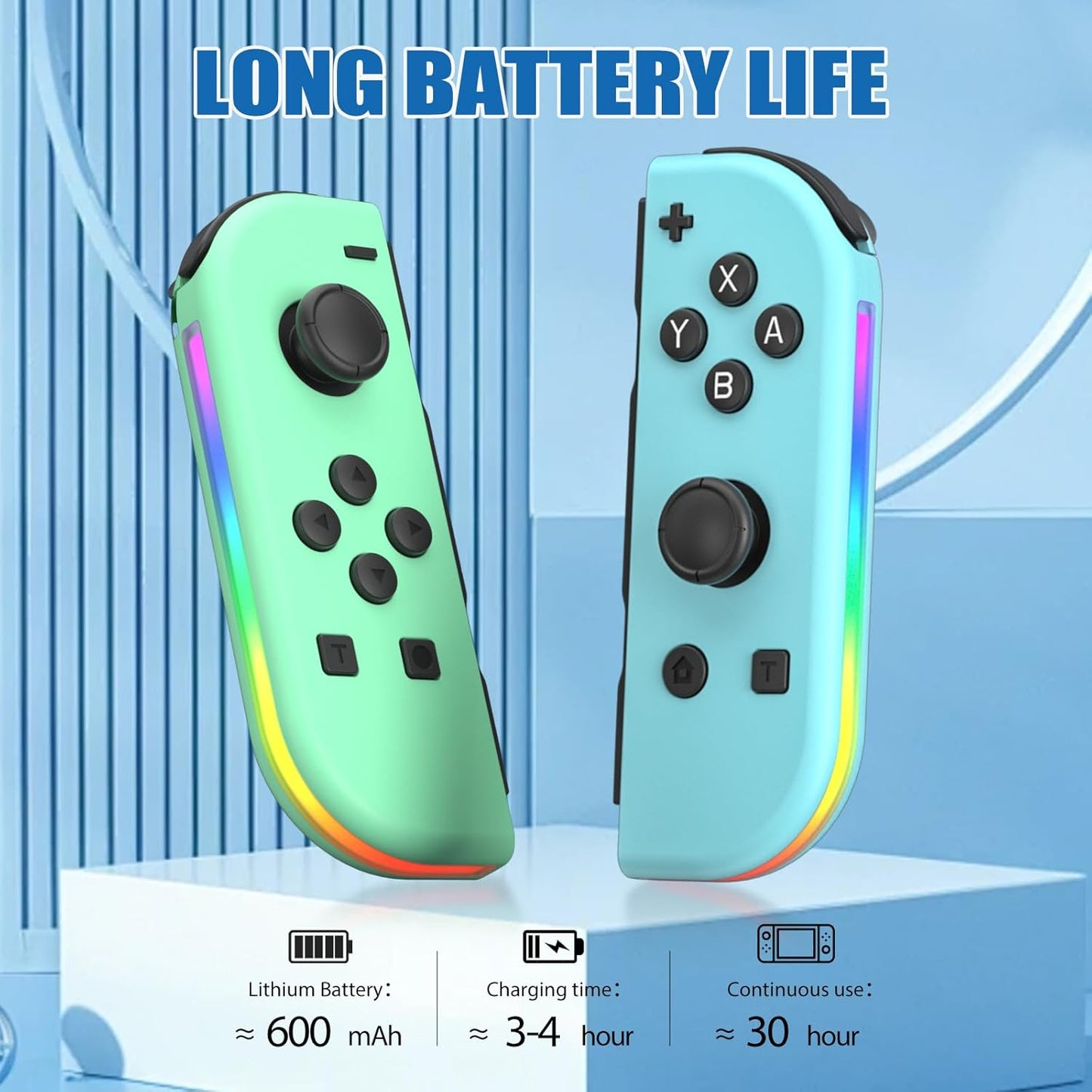Wireless Left & Right Controllers Compatible with Nintendo Switch, Motion Control, Dual Vibration & Wake-Up Function (Gold)