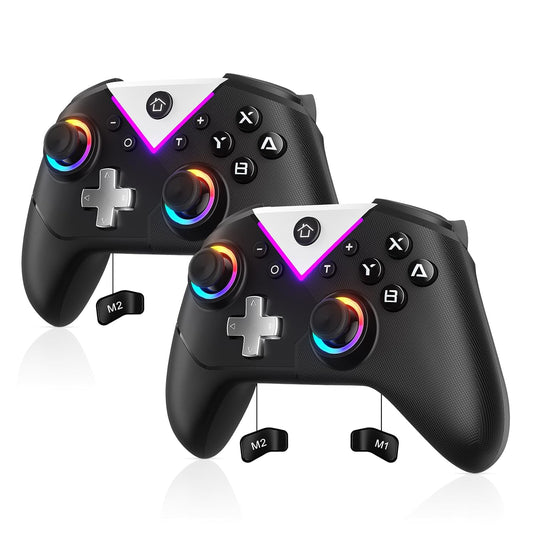 Dinosoo RGB Wireless Controller for Nintendo Switch 2/1 Lite/OLED, PC Bluetooth Games Controller, Turbo, Macro, 6 Gyro Axis, 4 Vibration Motors, Screenshot - 2 Pack