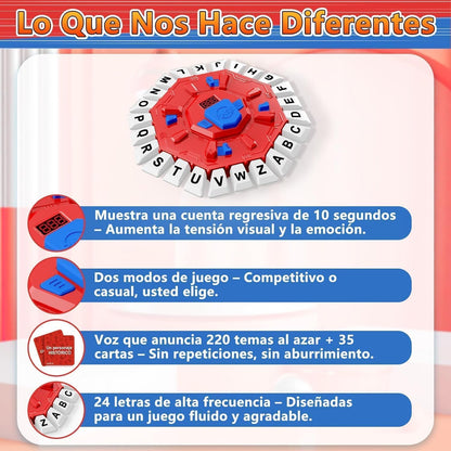 Tapple Board Game with Digital Display, Educational Family Word Game with 35 Double-Sided Cards & Timer, 2 Play Modes for early-stage & Adults, Spanish Learning Game for Parties & Family Nights