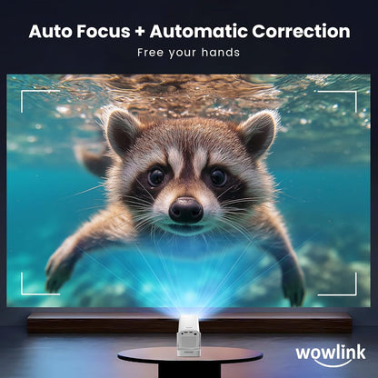 Projector [Auto Focus & 1080P Native & Bulit-in Apps] 4K Support Auto Correction Air Remote WiFi 6 Bluetooth 5.4 Portable Projector Compatible with HDMI/TV Stick/Memory Stick/Laptop, White