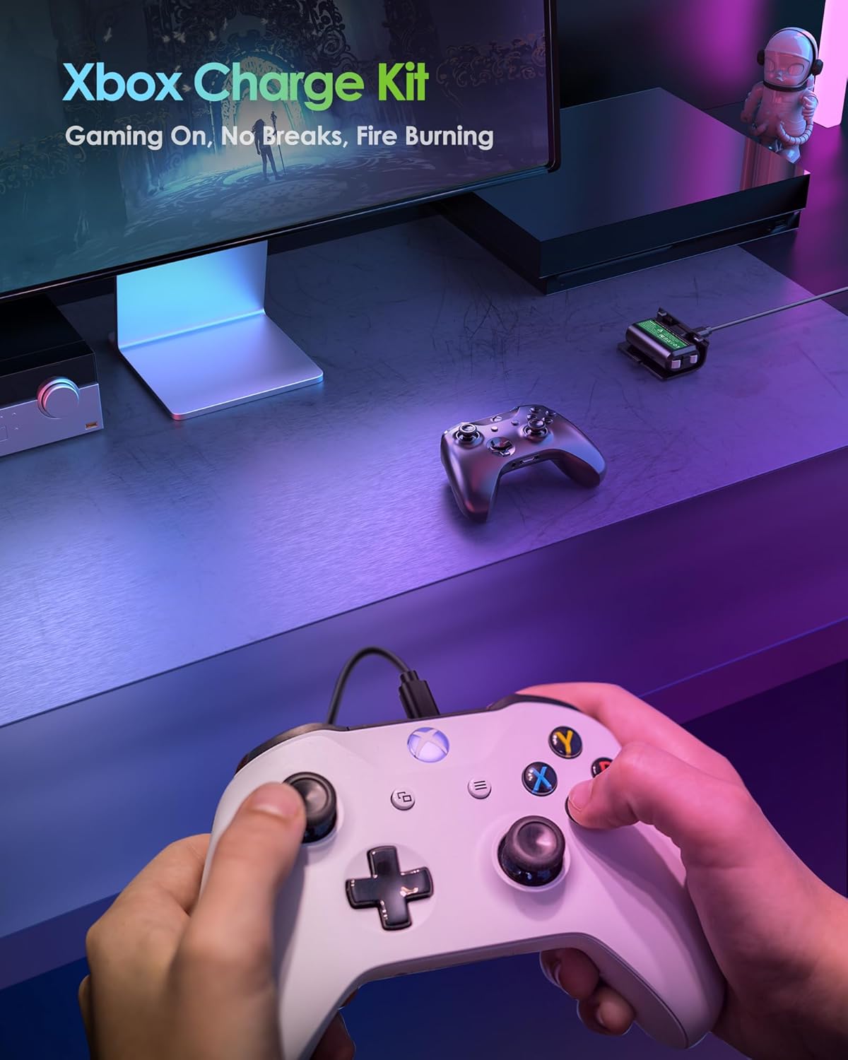 2 Pack Rechargeable Controller Battery Pack Compatible with Xbox One/Xbox Series X|S with 4 Battery Doors & Micro USB Charging Cable Play & Charge and Kit