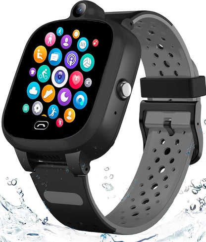 Kids 4G GPS Smart Watch, Waterproof Phone Smartwatch, Worldwide Real-time Tracking Video Phone Call Camera SOS Alarm Geo-Fence Touch Screen Pedometer Anti-Lost GPS Tracker Watch for Birthday Gift