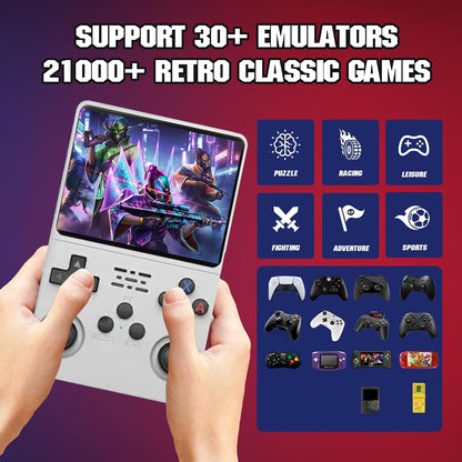 R36s 3.5 Inch Retro handheld model, 21000+ Games Retro handheld model, Video handheld model with Dual Stylem Linux/Garlic Supports & Dual 3D Joysticks 128G (White)