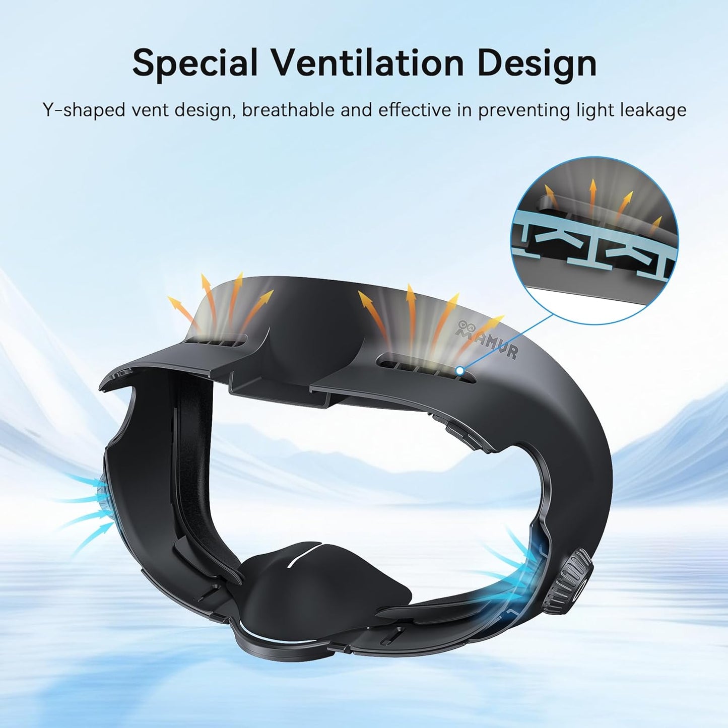 AMVR Upgraded Facial Interface Compatible with Meta/Oculus Q3 Accessories, with 2 Face Cover Pad Replacement, PU Face Cushion and Breathable Ice Silk Cotton, Knob Adjustable