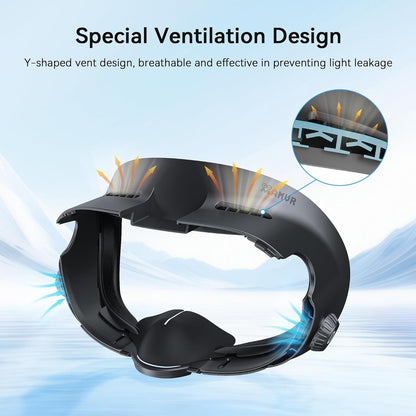 AMVR Upgraded Facial Interface Compatible with Meta/Oculus Q3 Accessories, with 2 Face Cover Pad Replacement, PU Face Cushion and Breathable Ice Silk Cotton, Knob Adjustable