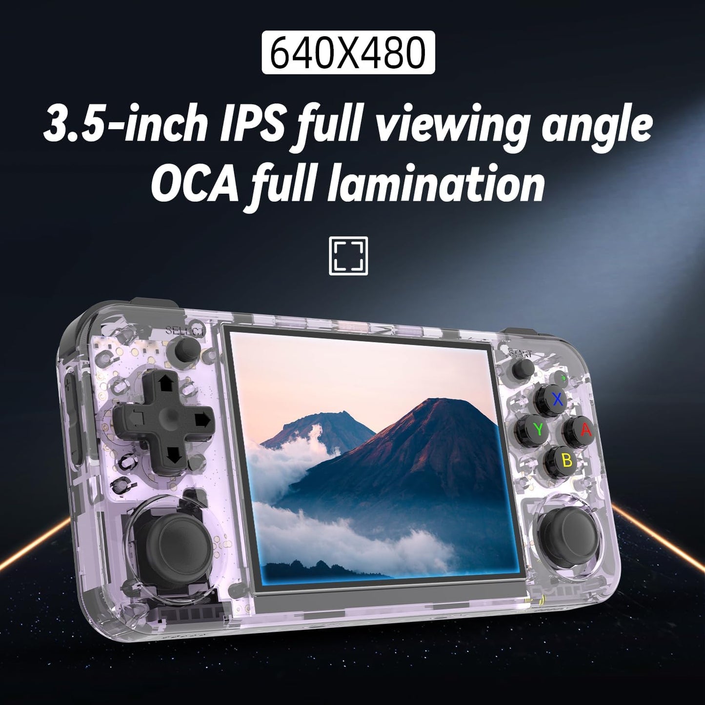 Anbernic RG35XX H Retro handheld model, Support HDMI TV Output 5G WiFi Bluetooth 4.2, 3.5 Inch IPS Screen Linux System Built-in 64G TF Card 5515 Games (RG35XXH Transparent Purple)