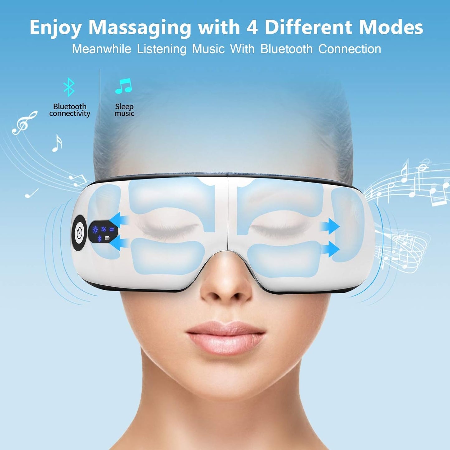 Eye Massager with Heat, Vibration and Warm Compress, Smart Sleeping Eyes Mask with Bluetooth Can Connect with Phone for Music, Thanksgiving Day Gift Idea