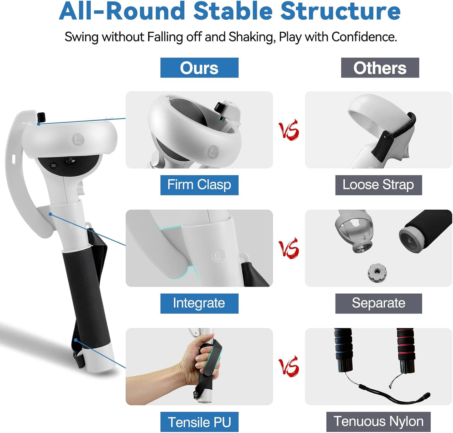 Beat Saber Handles Extension Controllers Grips for Meta Oculus Quest 2, Long Stick Arms for Golf Club Attachment Accessories Get More Hitting Skills and Scores, Enhance VR Games Experience