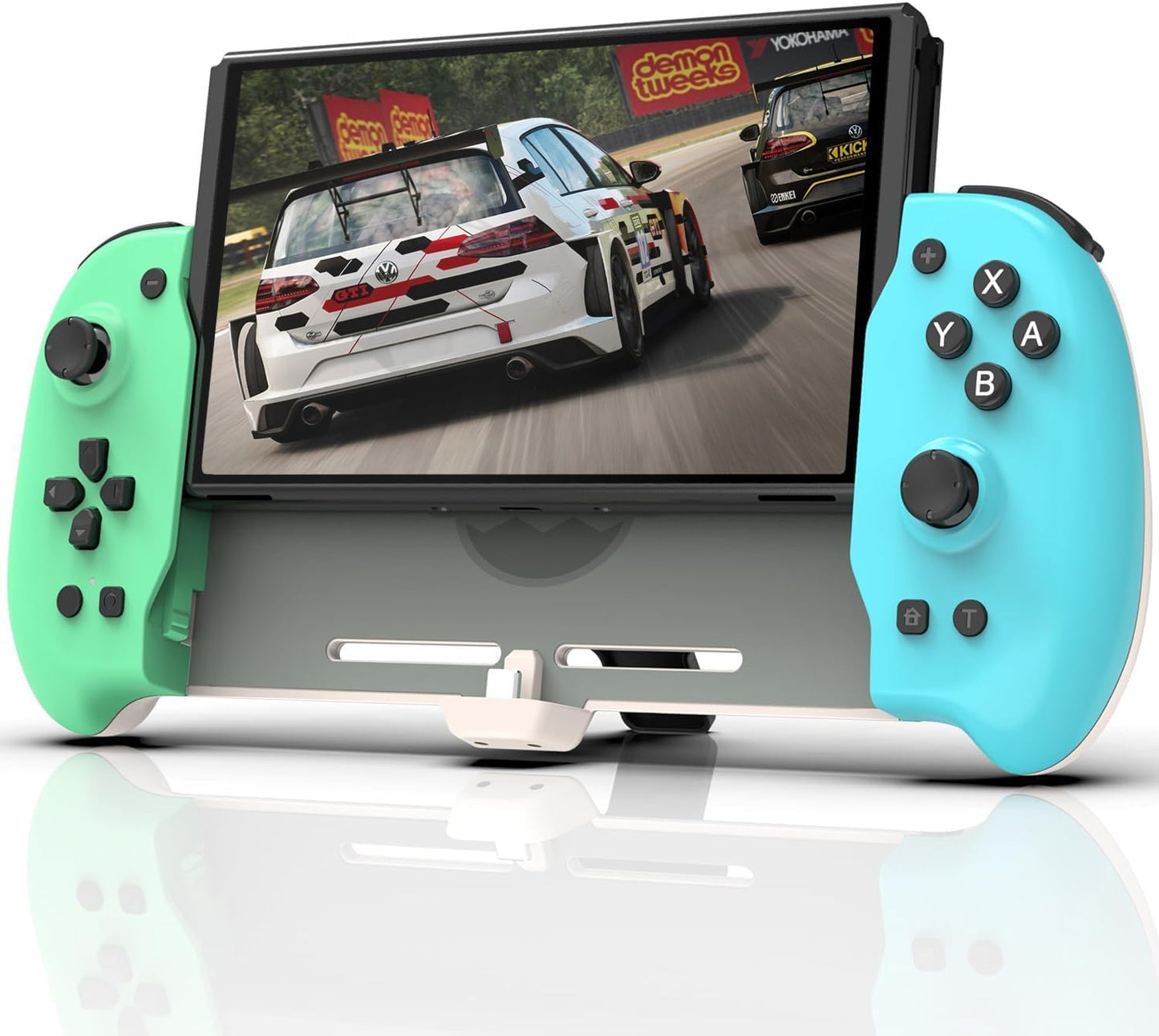 ZONEY Switch Controller for Nintendo Switch/OLED, One-Piece Joypad Switch Pro Controller for Handheld Mode, Ergonomic Handheld Switch Grip Controller with 6-Axis Motion Control, Turbo & Mapping (Blue & Green)