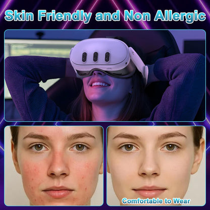 VR Face Cover Pad, Facial Interface Compatible with Meta/Oculus Quest 3 Accessories, Soft PU Face Cushion as Replacement for Quest 3, Cotton Face Cushion as Replacement for Meta Quest 3 Accessories