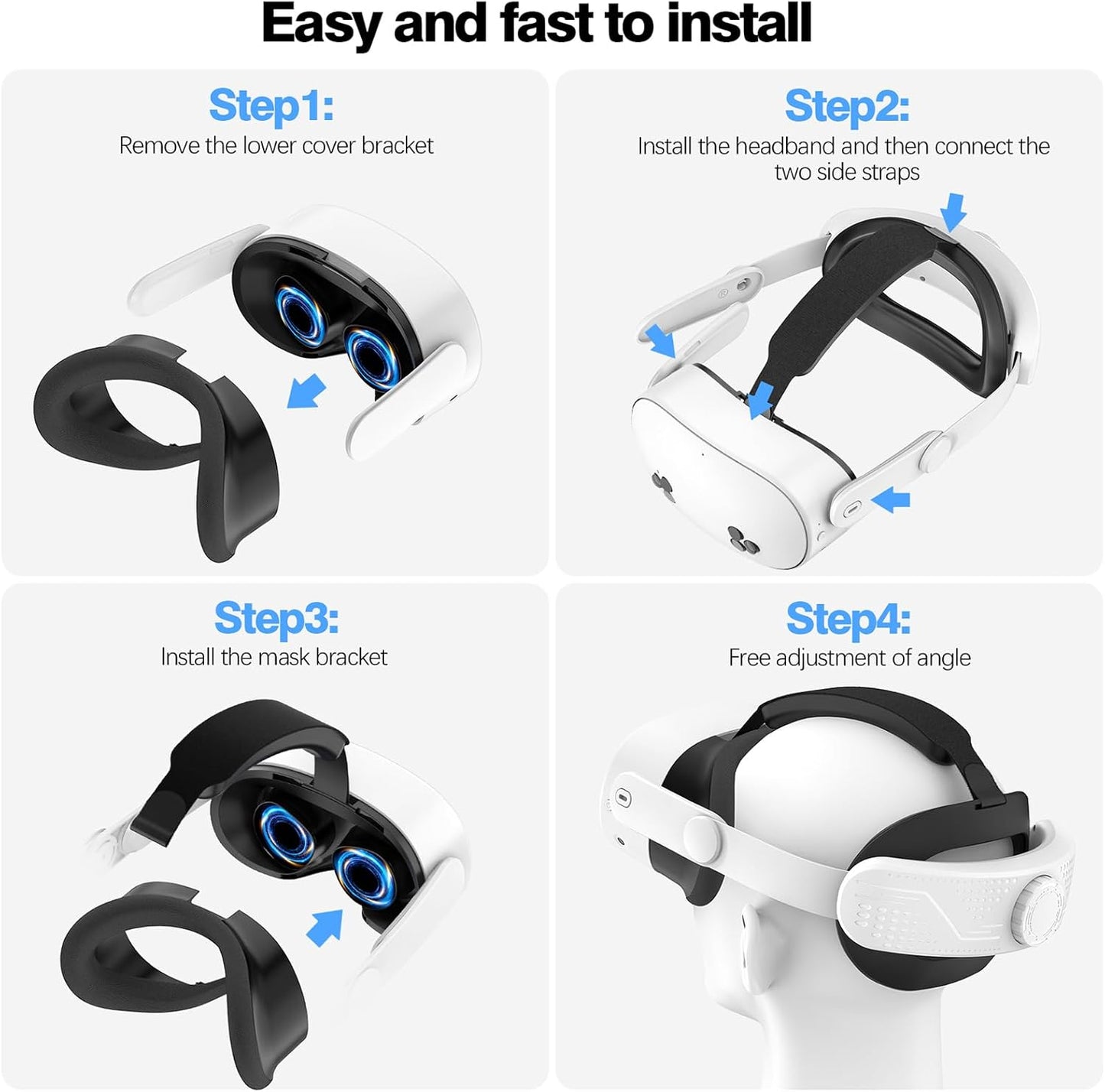 Headband for Meta Quest 3S, Comfort Elite Strap for Oculus Quest 3S Accessories, Adjustable, Lightweight VR Headset Replacement Strap, Comfortable and Pressure Reducing, Reduces Head Pressure