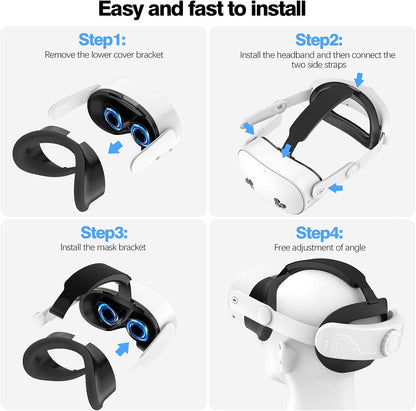 Headband for Meta Quest 3S, Comfort Elite Strap for Oculus Quest 3S Accessories, Adjustable, Lightweight VR Headset Replacement Strap, Comfortable and Pressure Reducing, Reduces Head Pressure
