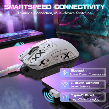 ATTACK SHARK X1 Ultralight Wireless Gaming Mouse with snap-fit RGB Charging Dock,Anti Slip Grip Tape,PixArt PAW3395 Pro Sensor,40000DPI,BT/2.4Ghz/Wired,Optical Micro Switch for PC Mac Gamer(Black)