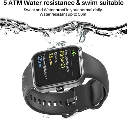 TOZO 44mm Rectangular Face Smart Watch Alexa Built-in Fitness Tracker with Heart Rate/Blood Oxygen Monitor/Sleep Monitor 5ATM Waterproof HD Touchscreen for Men Women Compatible with iPhone&Android