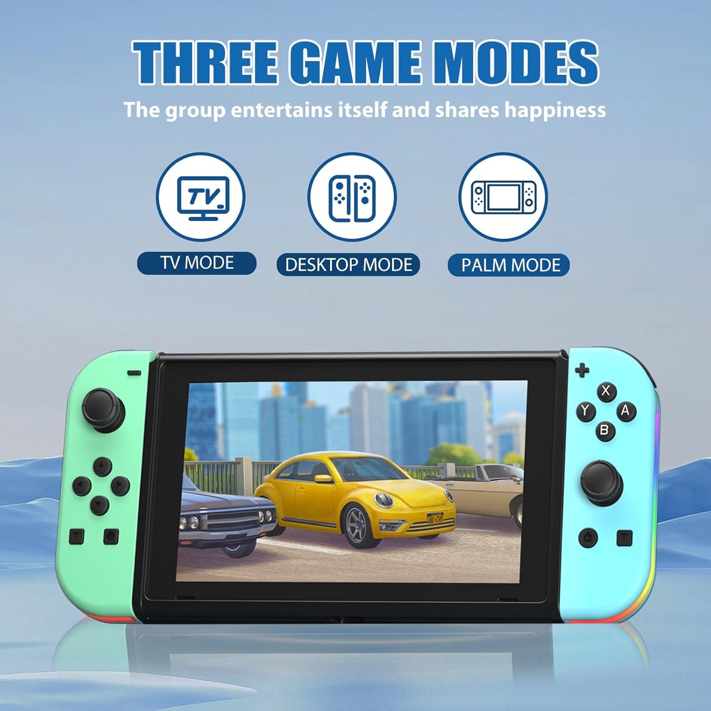 Wireless Left & Right Controllers Compatible with Nintendo Switch, Motion Control, Dual Vibration & Wake-Up Function (Gold)