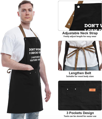 Funny Cooking Apron for Men, Women - Birthday Gifts for Mom, Wife, Dad, Gag Gifts for Boyfriend, Gifts for Brother, Sister