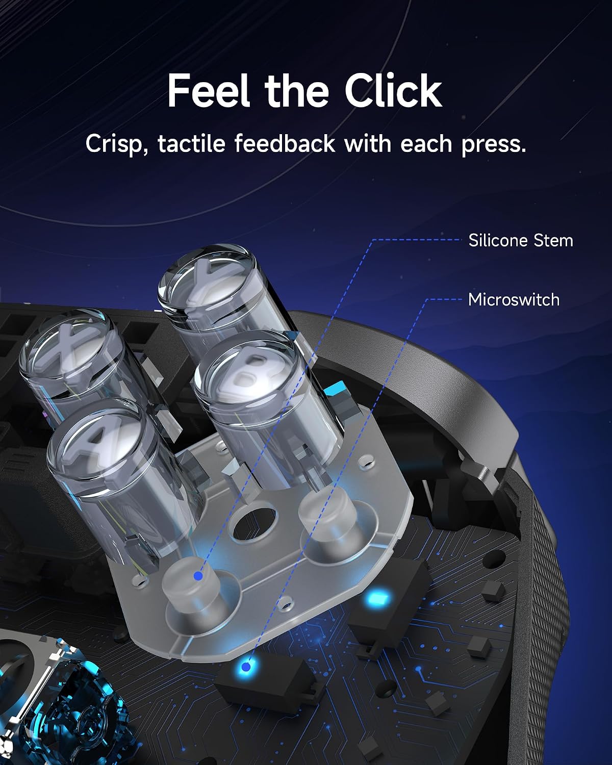 Wireless Game Controller for PC, Switch and Android, Bluetooth Gaming Gamepad, Ergonomic Grip, Responsive Controls and Precision Joystick