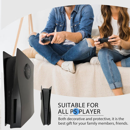 PS5 Faceplates with Cooling Vents Hard Shockproof Face Plate Cover Shell for Playstation 5 Disc Edition DOBEWINGDELOU PS5 Console Plates Replacement Side Plate Accessories Anti-Scratch Dustproof Protective ABS Case Black