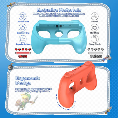 [Switch 1/2 Compatible] FASTSNAIL Grips for Nintendo Switch2 (2025)/1/OLED for Joy-Con 2, Wear-Resistant & Anti-Slip Controller Grips Handle Kit, Switch 2 Holder for Joycon 2/1 Accessories 4 Pack