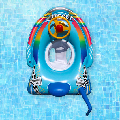 Cute Child Kids Inflatable Pool Float PVC Summer Swim Float Air Bed Lake Boat Swimming Floats with 2 Handles Surfing Raft Bodyboard Floating Mattress Seat Swim Ring for Girls Boys 1-5 Years
