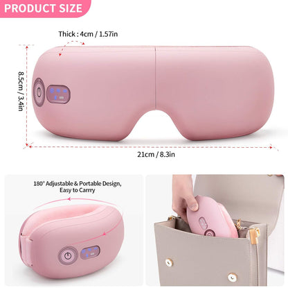Eye Massager with Heat, Vibration and Warm Compress, Smart Sleeping Eyes Mask with Bluetooth Can Connect with Phone for Music, Thanksgiving Day Gift Idea