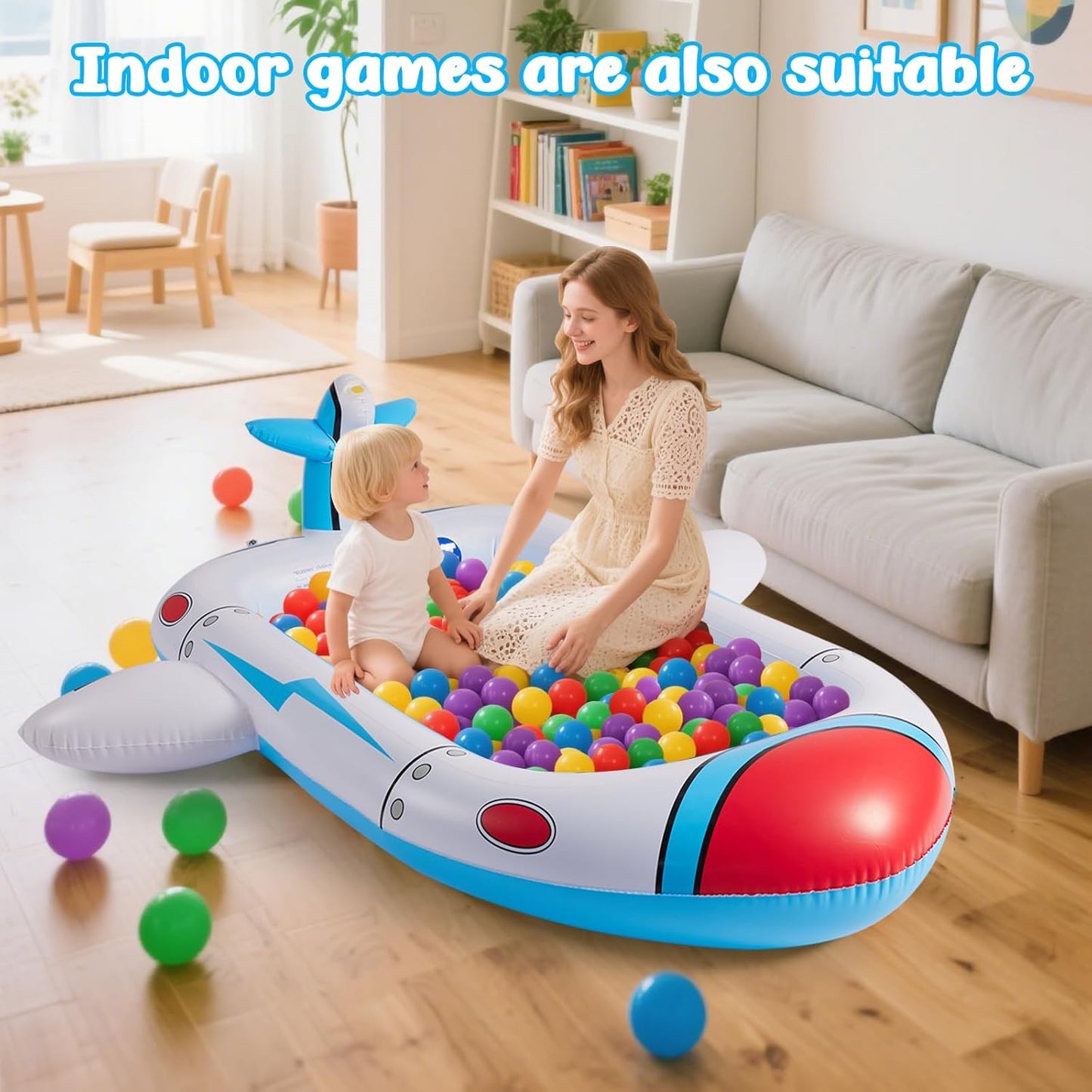 Inflatable Pool Splash Fun - 176cm Multi-Spray Kiddie Pool, Outdoor/Ages 3-10, Garden & Living Room Play