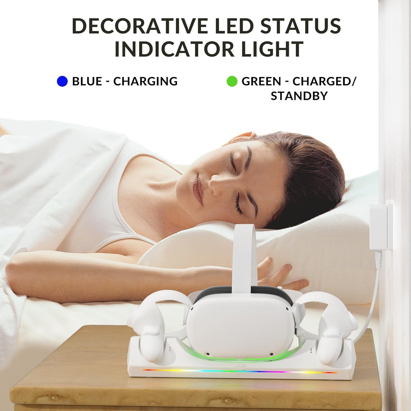Oculus Quest 2 Charging Dock, Meta Quest 2 VR Headset and Controllers, Includes 2 x 2100mAh Rechargeable Batteries, USB-C Charger and Data Cable, Features LED Indicator Lights
