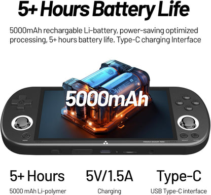 Trimui Smart Pro Retro handheld model, 5" IPS Screen Portable handheld model with 5000mAhBattery, Built in 128G TF Card &15000+ Games,Support WiFi Multiplayer Online Battle (Gray,128G)