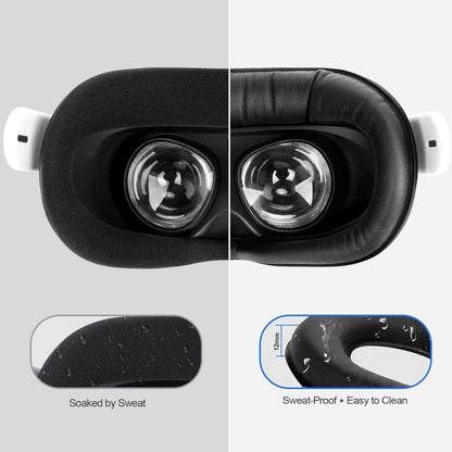 Facial Interface & Face Cover Pad for Oculus Quest 2, Sweat-Proof PU Foam Cushion - VR Accessory for Meta Quest 2
