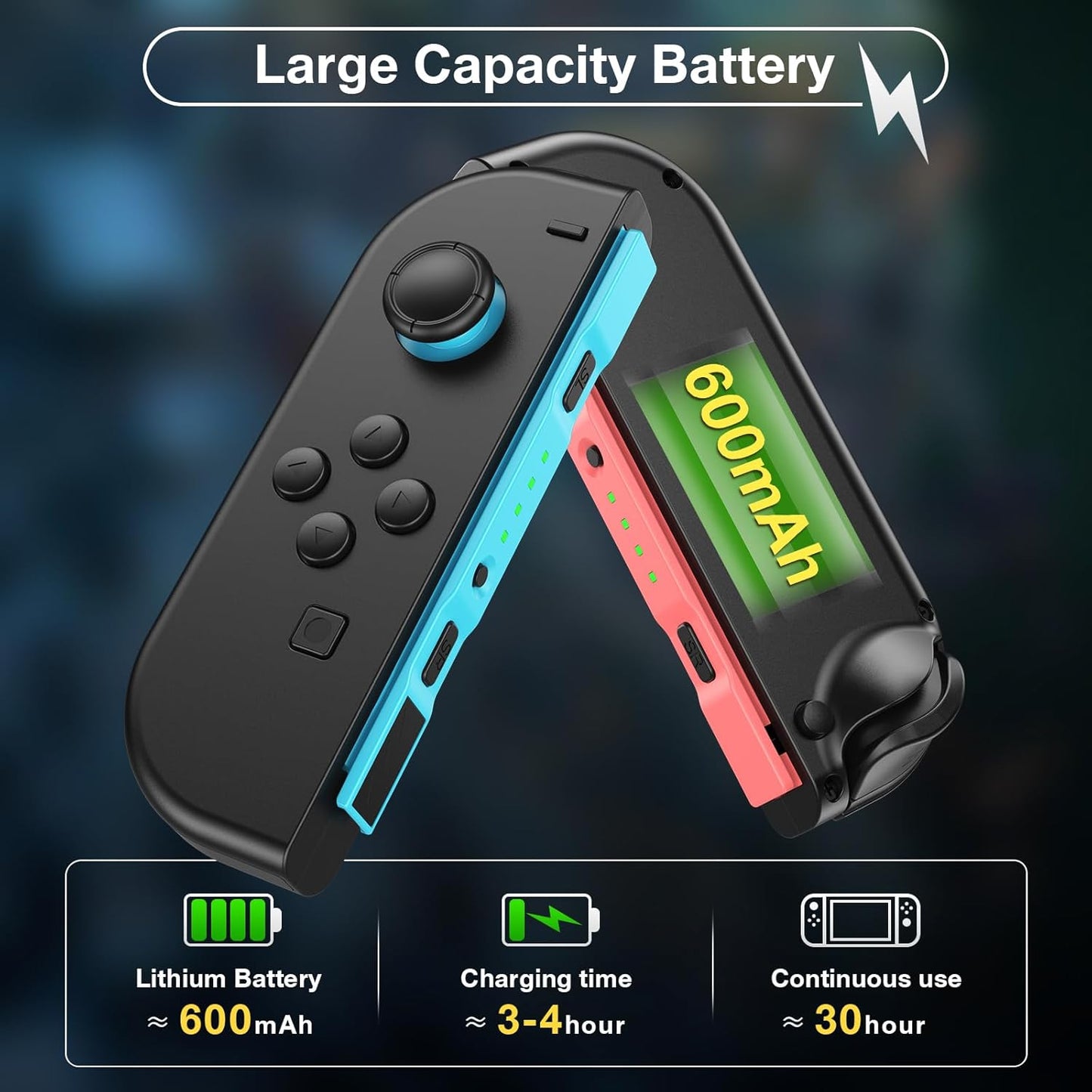 FFSTARYM Compatible with Nintendo Switch Controller, Switch Controllers for Switch/Lite/OLED, with/Dual Vibration/Motion/Wake-up/Screenshot, Black