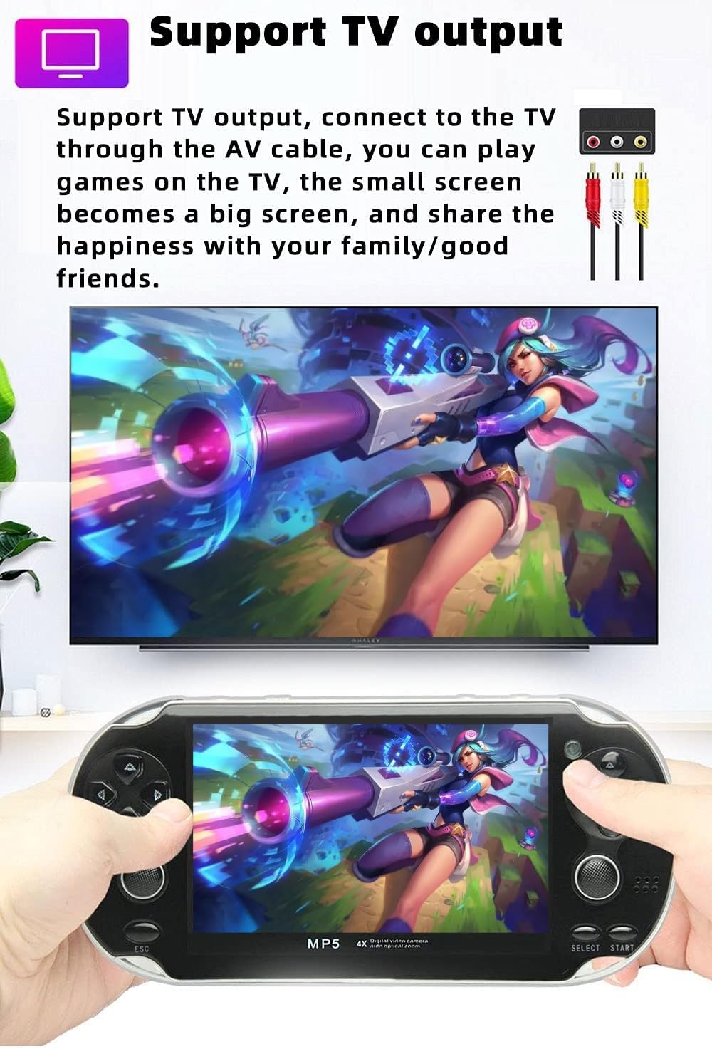 CZT handheld model 4.3 inch Double Joystick 8GB Build in 2200 Retro Game Video handheld model Arcade Multiple Emulator Mini Portable Game Player MP3/4 TV Out Gifts for early-stageren/Men(Black)