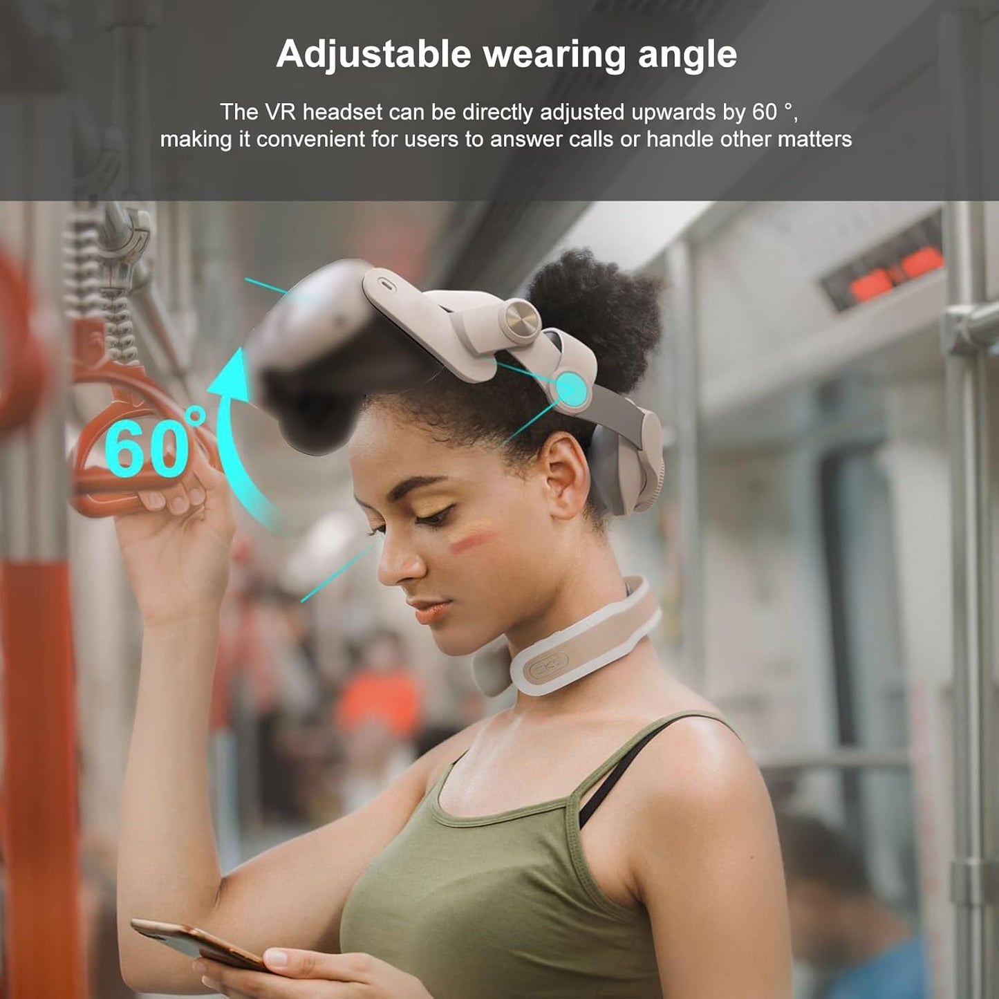 Strap Compatible with Meta Quest3 VR Headset 5000mAh 360° Wrap-Around Adjustable 180° Pressure Relief VR Accessories for Comfortable Wearing Enhanced User Experience Safe Reliable Charging Easy Insta