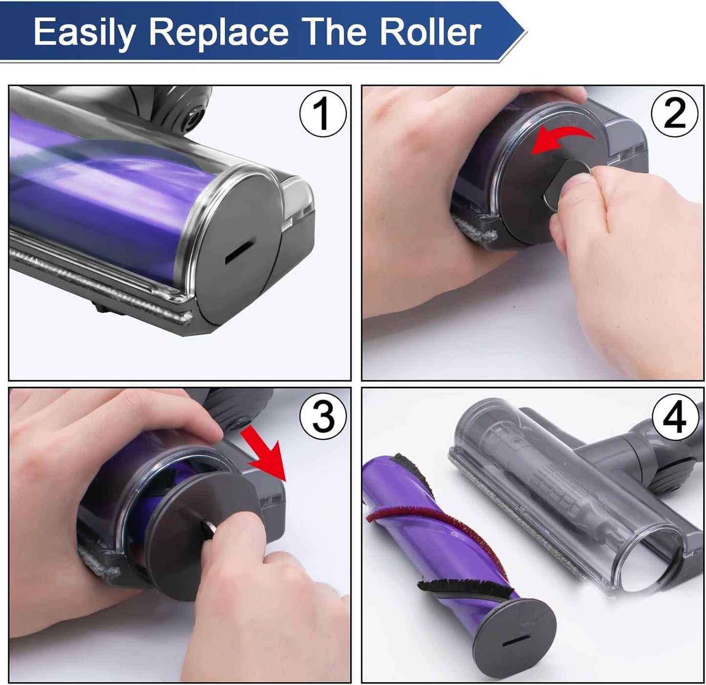 Quick-Release Roller Motorhead Cleaner Compatible with Dyson V7 V8 V10 V11 V15 Vacuum Cleaner Animal Absolute Models Cleaner Head Replacement Part Accessories Electric Head for Hardwood Floor Carpets