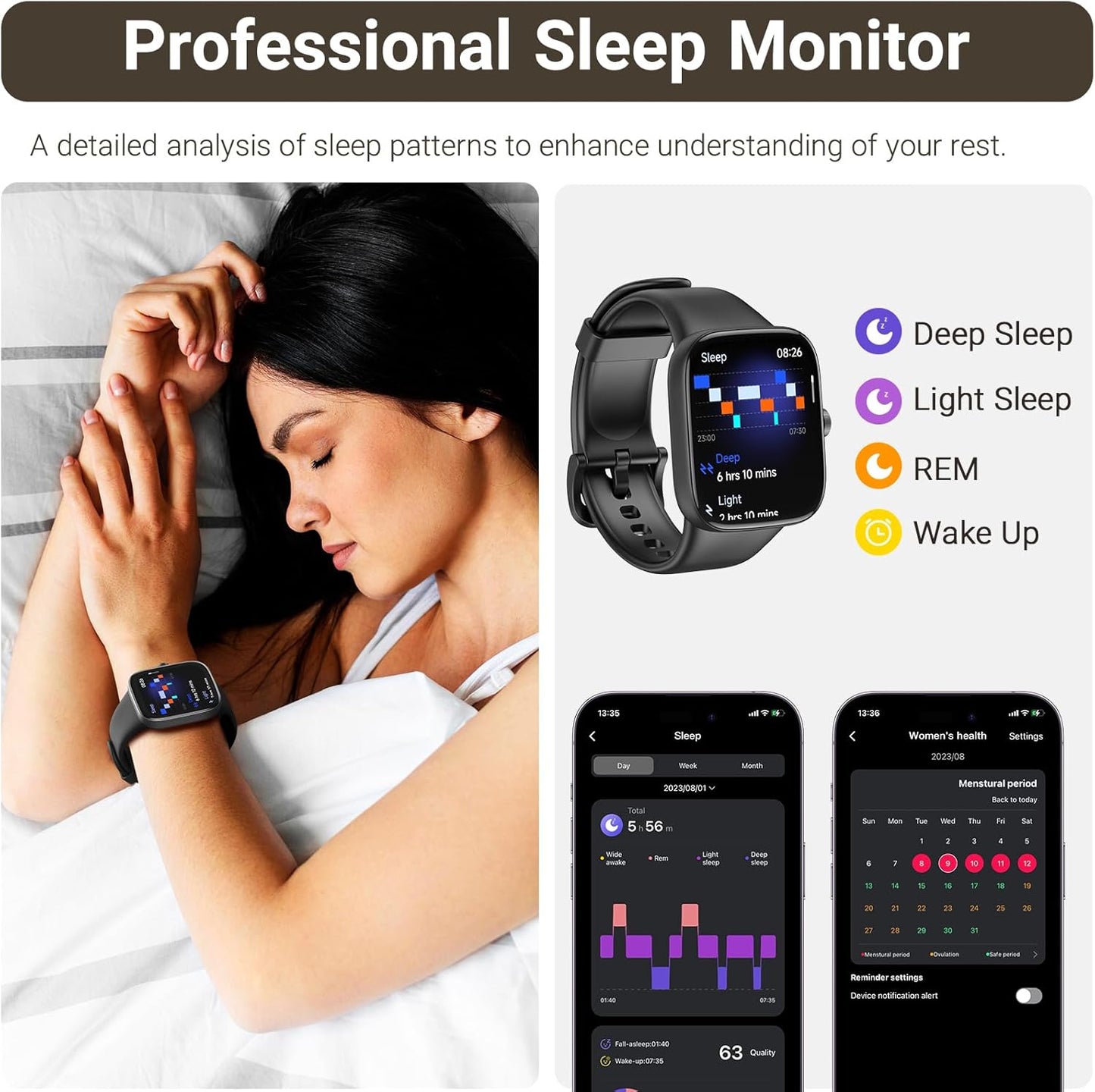 TOZO 44mm Rectangular Face Smart Watch Alexa Built-in Fitness Tracker with Heart Rate/Blood Oxygen Monitor/Sleep Monitor 5ATM Waterproof HD Touchscreen for Men Women Compatible with iPhone&Android