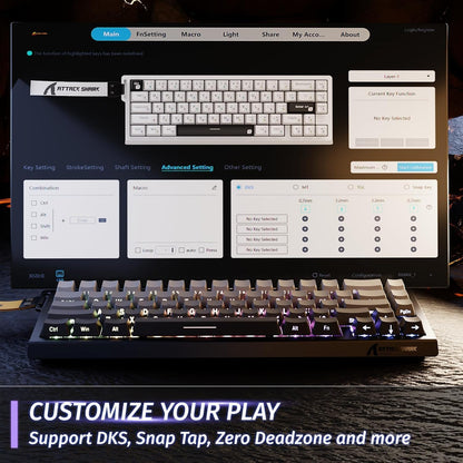 ATTACK SHARK X68 HE Rapid Trigger Mechanical Gaming Keyboard 60% Wired TKL with Adjustable Actuation,Hall Effect snap-fit Switch,8KHz Polling Rate,RGB Backlit,Top Mount for PC Mac Esport Gamer(Black)