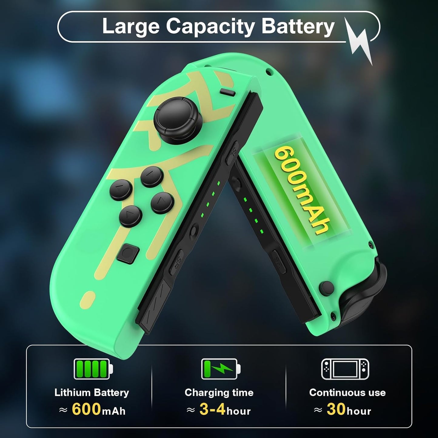 XXFFYM Upgraded Switch Controllers for Switch/Lite/OLED, Replacement for Switch Controller, Support Sports Dual Vibration/Wake-up/Motion Control/Screenshot, Green